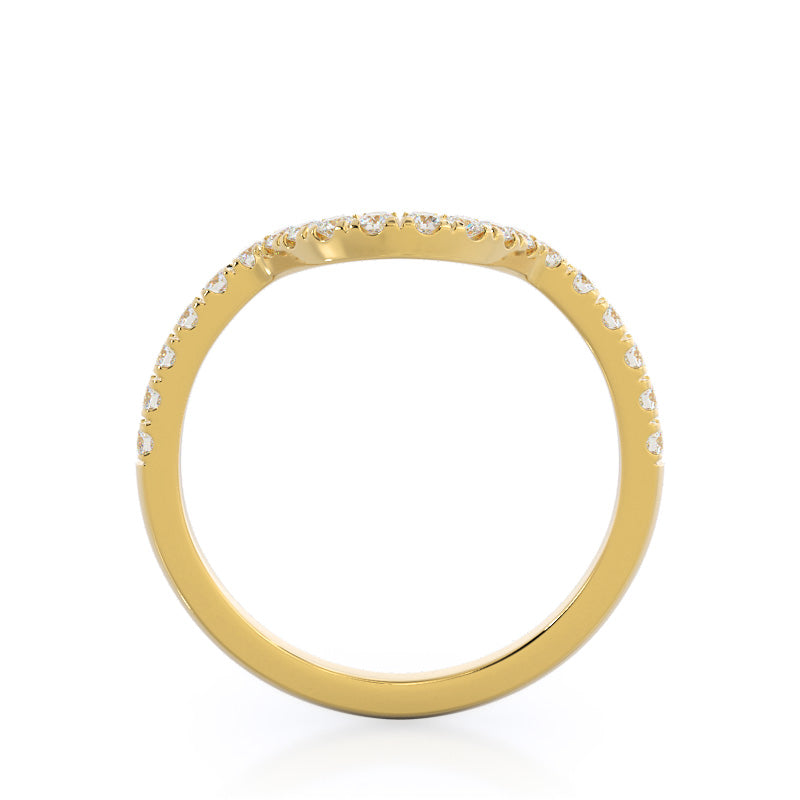 Star Halo Diamond Wedding Band with 18KT Yellow Gold Cut Diamond in 14KT Yellow Gold view 2
