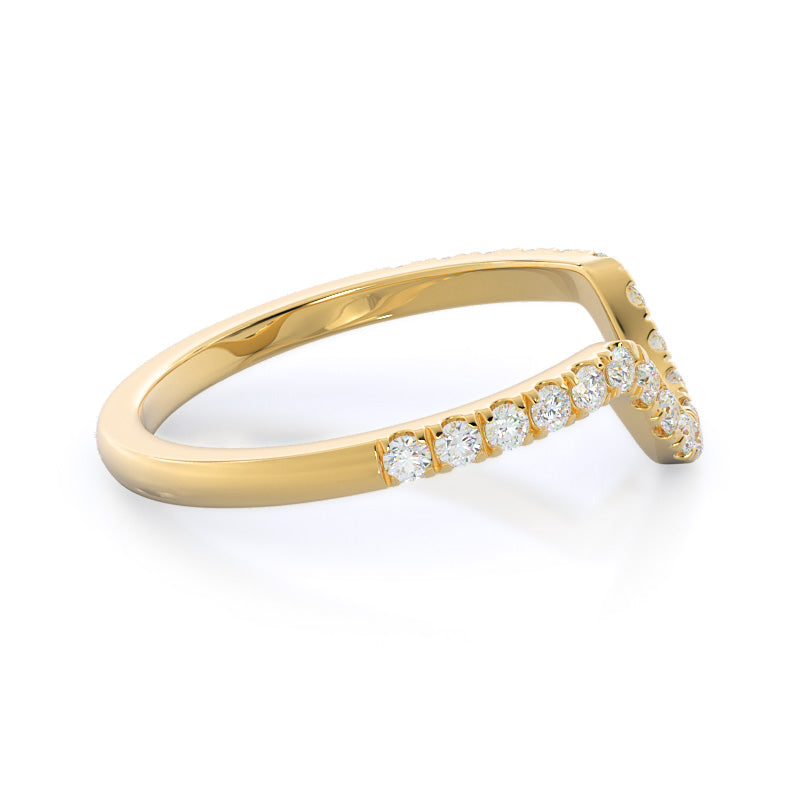 Star Halo Diamond Wedding Band with 18KT Yellow Gold Cut Diamond in 14KT Yellow Gold view 4
