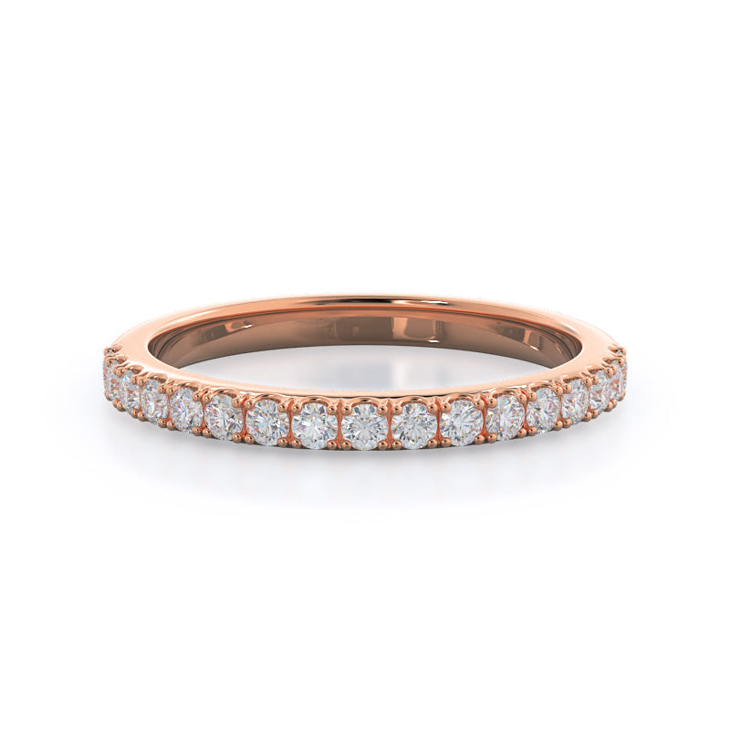 Pave Halo Diamond Wedding Band with 18KT Rose Gold Cut Diamond in 14KT Rose Gold view 1
