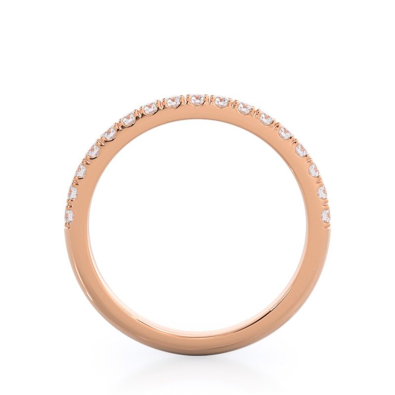 Pave Halo Diamond Wedding Band with 18KT Rose Gold Cut Diamond in 14KT Rose Gold view 2
