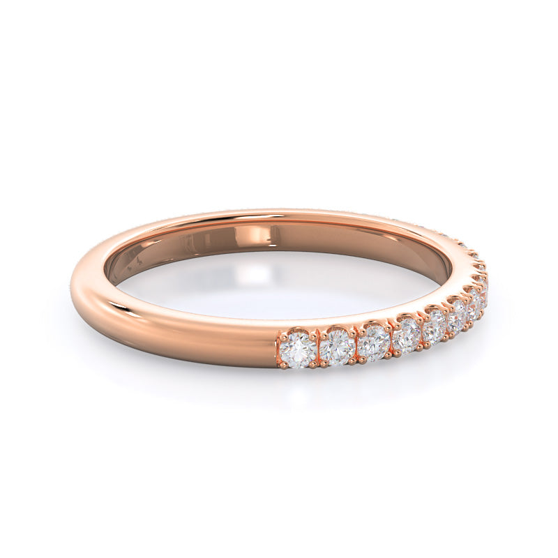 Pave Halo Diamond Wedding Band with 18KT Rose Gold Cut Diamond in 14KT Rose Gold view 4
