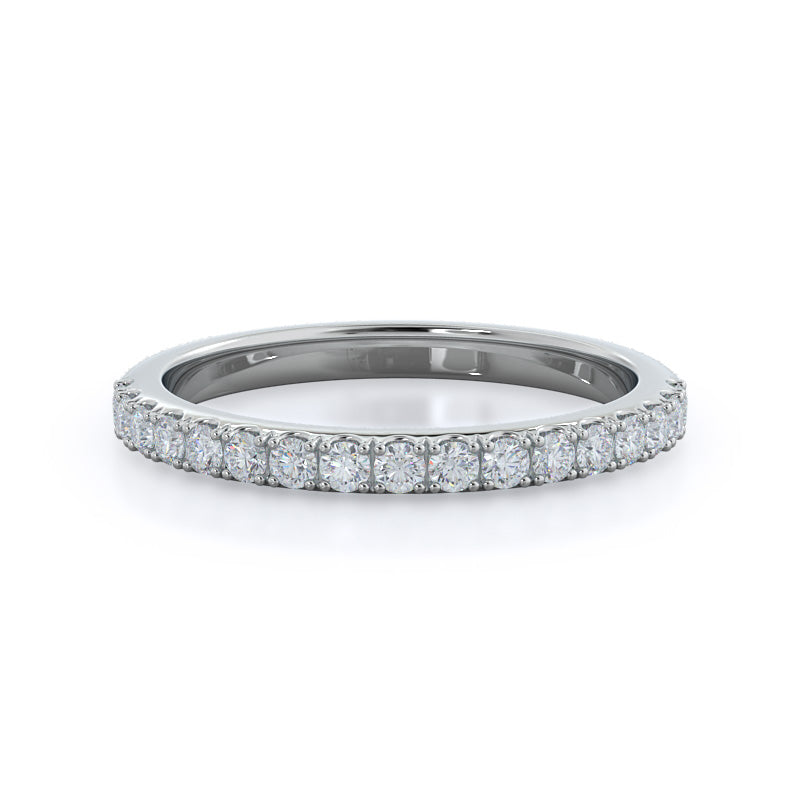 Pave Halo Diamond Wedding Band with Platinum Cut Diamond in 14KT Platinum view 1

