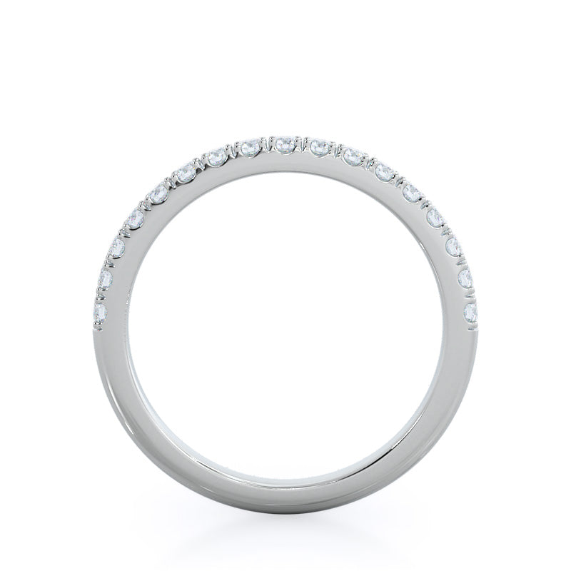 Pave Halo Diamond Wedding Band with Platinum Cut Diamond in 14KT Platinum view 2
