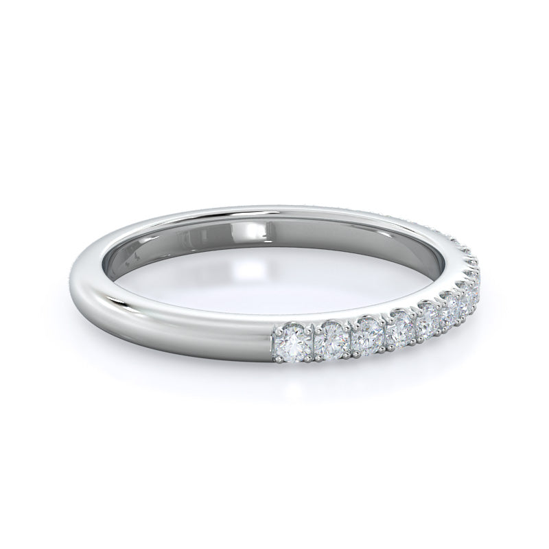 Pave Halo Diamond Wedding Band with Platinum Cut Diamond in 14KT Platinum view 4
