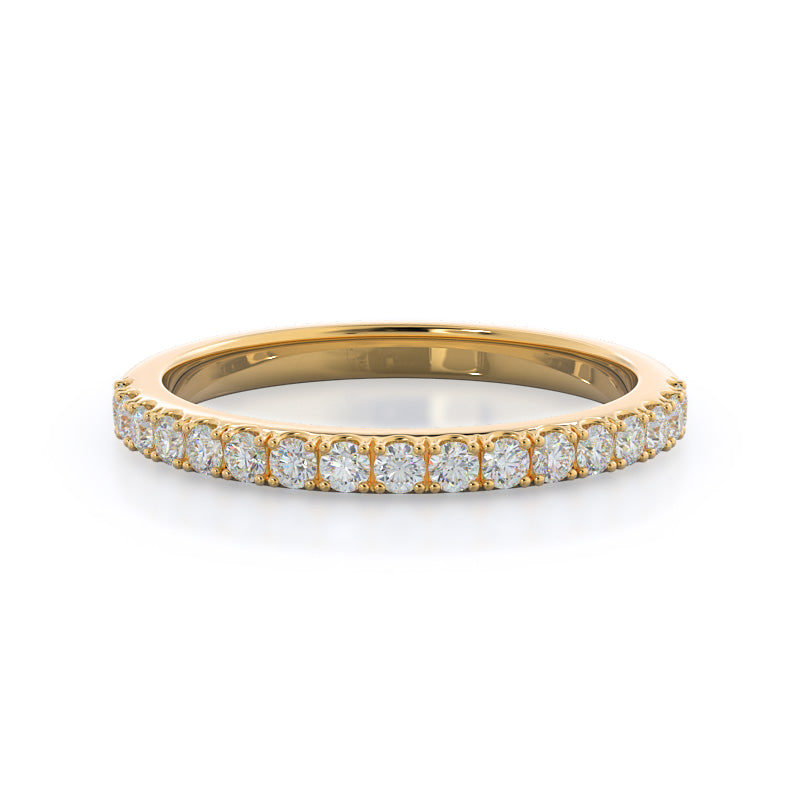 Pave Halo Diamond Wedding Band with 18KT Yellow Gold Cut Diamond in 14KT Yellow Gold view 1
