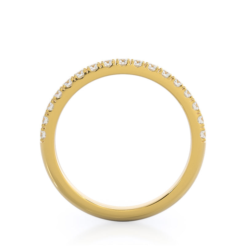 Pave Halo Diamond Wedding Band with 18KT Yellow Gold Cut Diamond in 14KT Yellow Gold view 2

