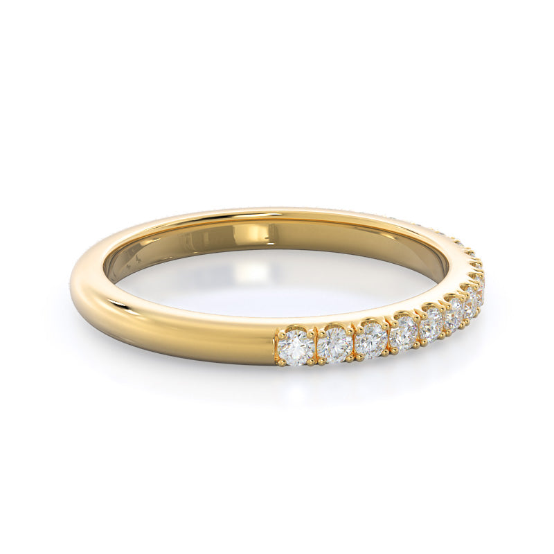 Pave Halo Diamond Wedding Band with 18KT Yellow Gold Cut Diamond in 14KT Yellow Gold view 4
