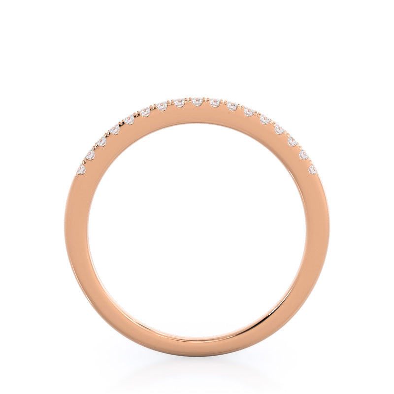 Paved Halo Diamond Wedding Band with 18KT Rose Gold Cut Diamond in 14KT Rose Gold view 2
