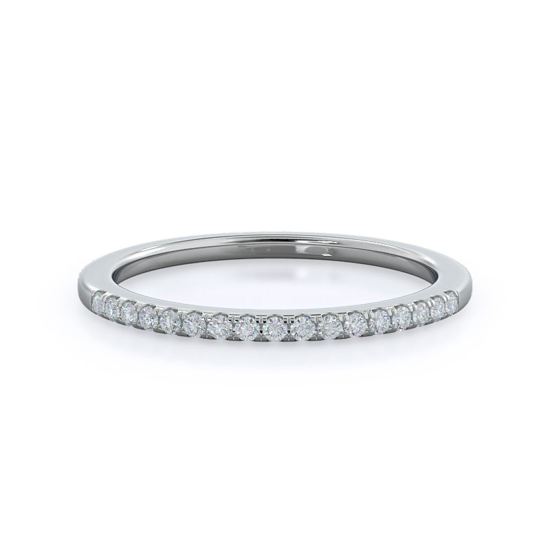 Paved Halo Diamond Wedding Band with Platinum Cut Diamond in 14KT Platinum view 1
