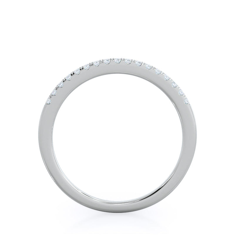 Paved Halo Diamond Wedding Band with Platinum Cut Diamond in 14KT Platinum view 2
