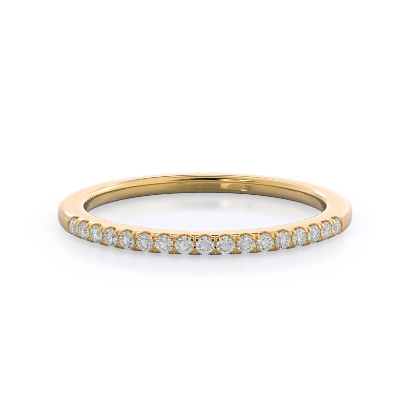 Paved Halo Diamond Wedding Band with 18KT Yellow Gold Cut Diamond in 14KT Yellow Gold view 1
