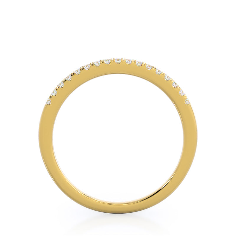 Paved Halo Diamond Wedding Band with 18KT Yellow Gold Cut Diamond in 14KT Yellow Gold view 2
