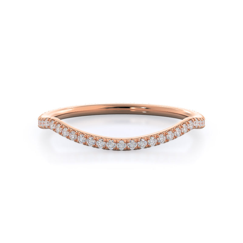 Twisting Diamond Halo Wedding Band with 18KT Rose Gold Cut Diamond in 14KT Rose Gold view 1
