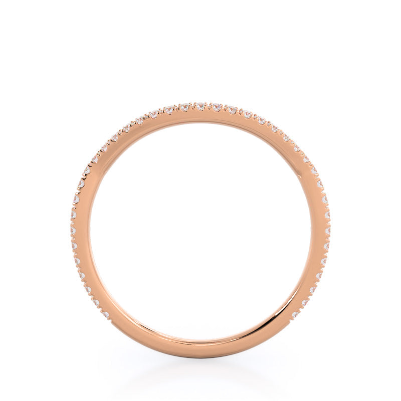 Twisting Diamond Halo Wedding Band with 18KT Rose Gold Cut Diamond in 14KT Rose Gold view 2
