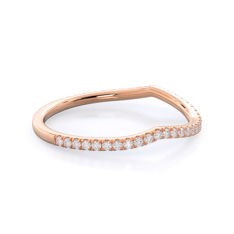 Twisting Diamond Halo Wedding Band with 18KT Rose Gold Cut Diamond in 14KT Rose Gold view 4
