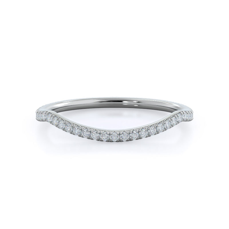 Twisting Diamond Halo Wedding Band with Platinum Cut Diamond in 14KT Platinum view 1

