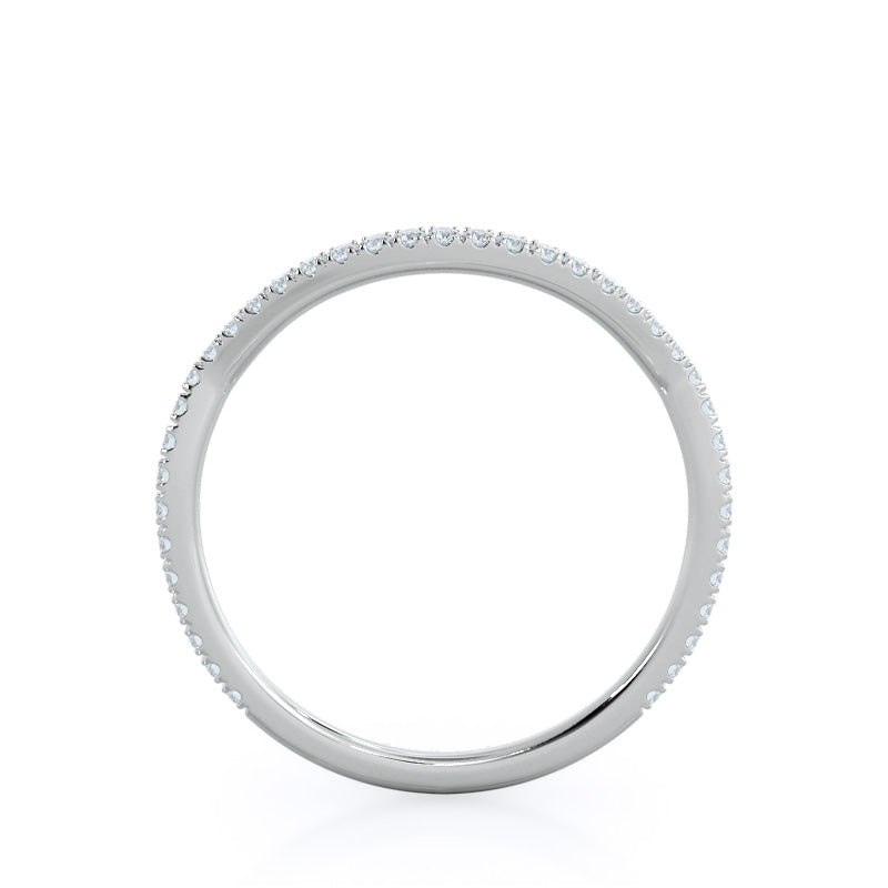 Twisting Diamond Halo Wedding Band with Platinum Cut Diamond in 14KT Platinum view 2
