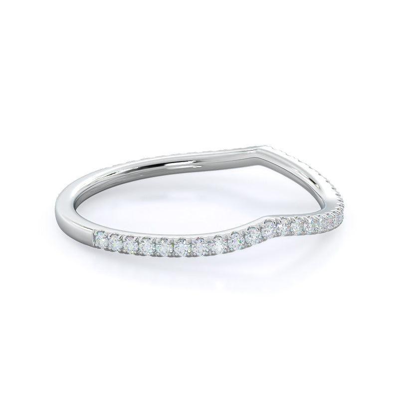 Twisting Diamond Halo Wedding Band with Platinum Cut Diamond in 14KT Platinum view 4
