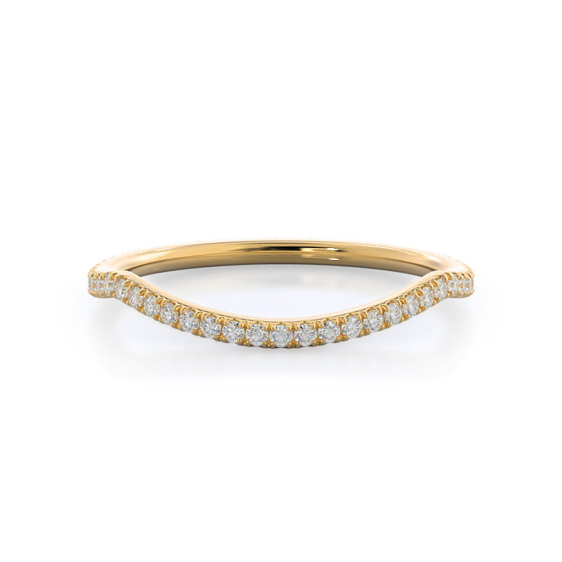Twisting Diamond Halo Wedding Band with 18KT Yellow Gold Cut Diamond in 14KT Yellow Gold view 1
