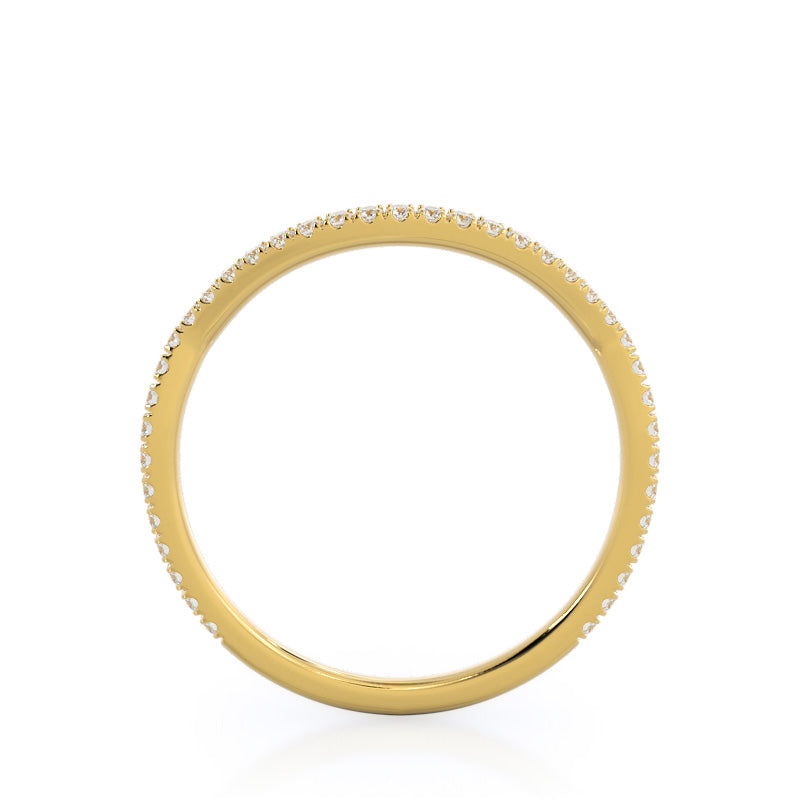 Twisting Diamond Halo Wedding Band with 18KT Yellow Gold Cut Diamond in 14KT Yellow Gold view 2
