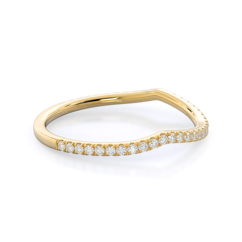Twisting Diamond Halo Wedding Band with 18KT Yellow Gold Cut Diamond in 14KT Yellow Gold view 4
