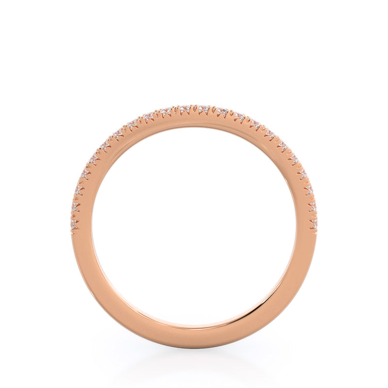 Split Shank French Halo Diamond Wedding Band with 18KT Rose Gold Cut Diamond in 14KT Rose Gold view 2
