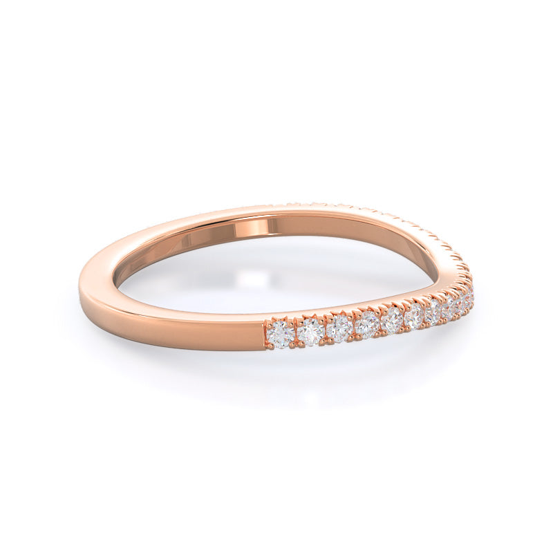 Split Shank French Halo Diamond Wedding Band with 18KT Rose Gold Cut Diamond in 14KT Rose Gold view 4
