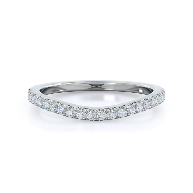 Split Shank French Halo Diamond Wedding Band with Platinum Cut Diamond in 14KT Platinum view 1
