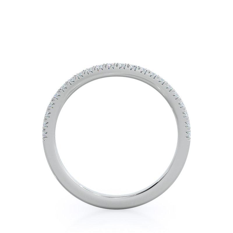 Split Shank French Halo Diamond Wedding Band with Platinum Cut Diamond in 14KT Platinum view 2

