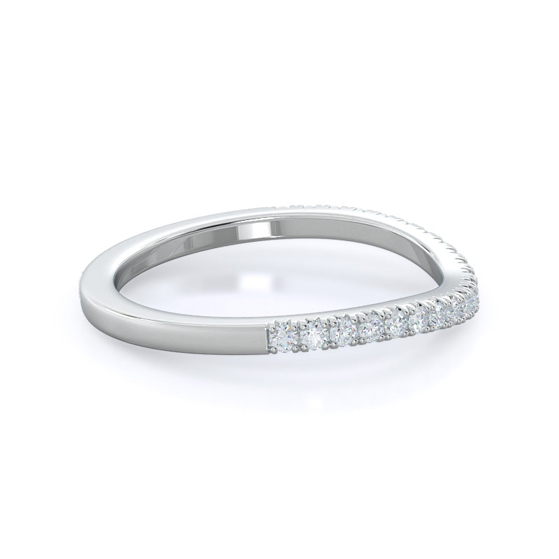 Split Shank French Halo Diamond Wedding Band with Platinum Cut Diamond in 14KT Platinum view 4
