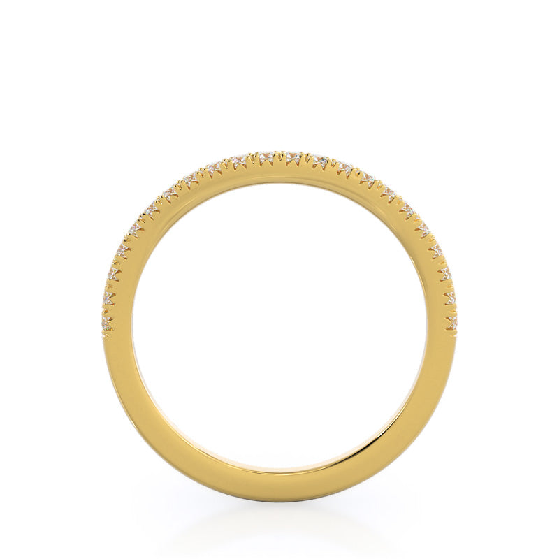 Split Shank French Halo Diamond Wedding Band with 18KT Yellow Gold Cut Diamond in 14KT Yellow Gold view 2
