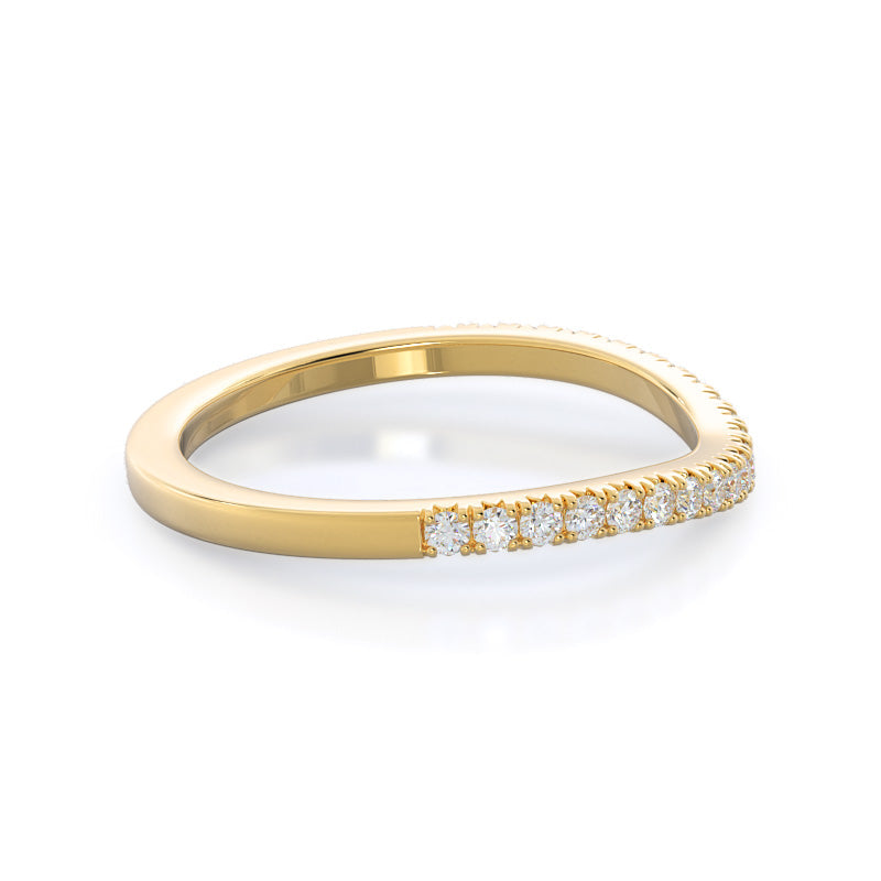 Split Shank French Halo Diamond Wedding Band with 18KT Yellow Gold Cut Diamond in 14KT Yellow Gold view 4
