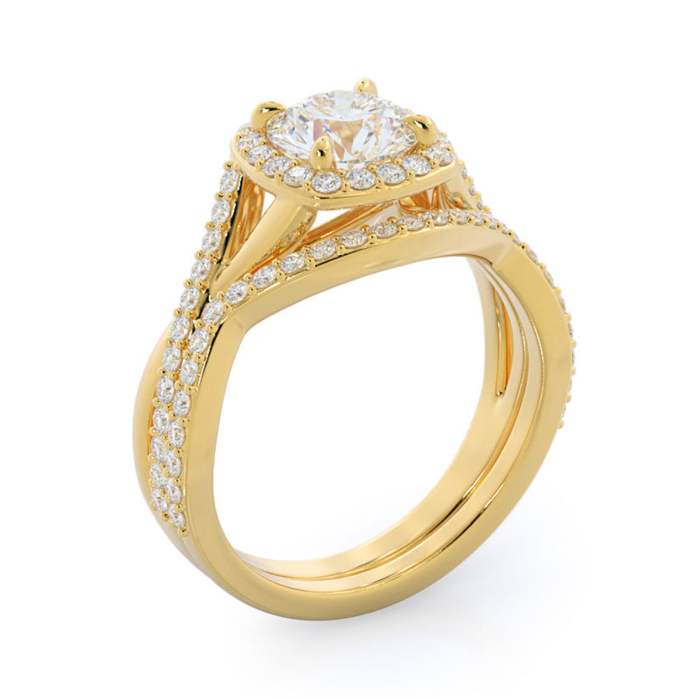 Swaying Split Shank Halo Diamond Engagement Ring with Oval Cut Diamond in 14KT Rose Gold view 6
