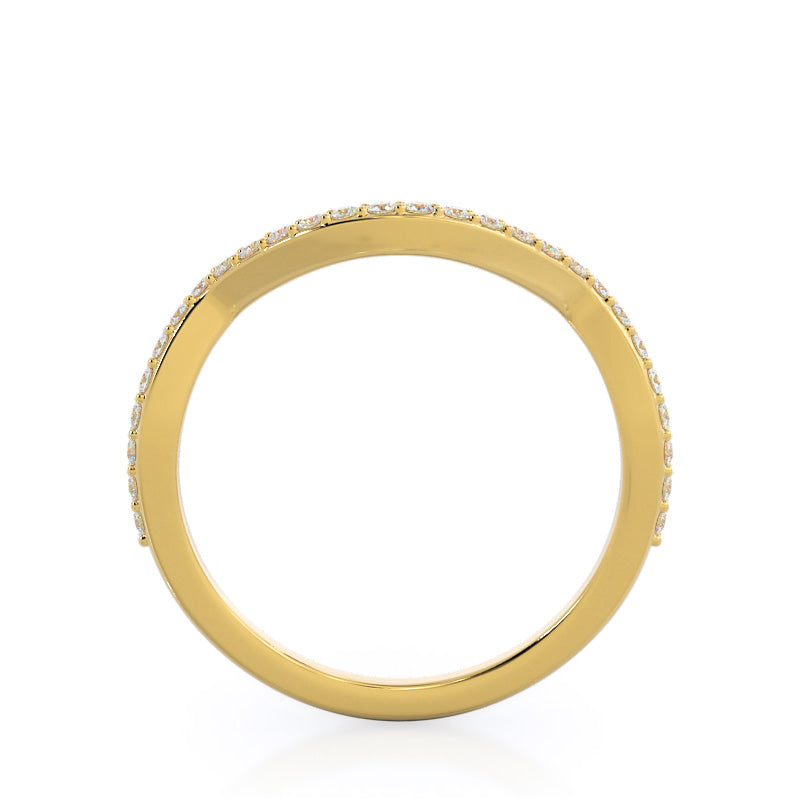 Swaying Split Shank Halo Diamond Wedding Band with 18KT Yellow Gold Cut Diamond in 14KT Yellow Gold view 2
