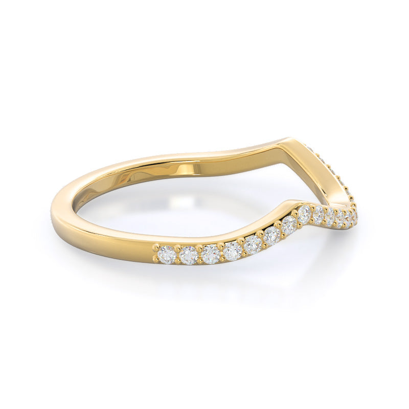 Swaying Split Shank Halo Diamond Wedding Band with 18KT Yellow Gold Cut Diamond in 14KT Yellow Gold view 4
