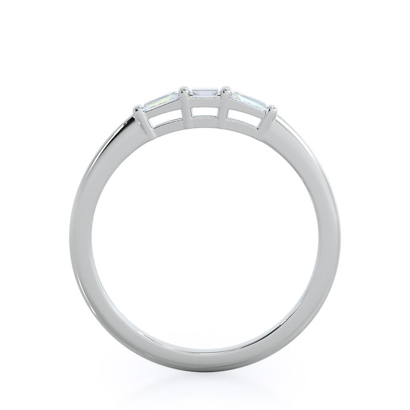 Three Stone Baguette Diamond Wedding Band with Platinum Cut Diamond in 14KT Platinum view 2
