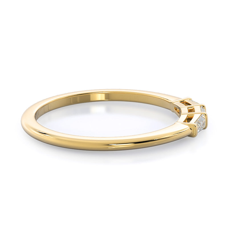 Three Stone Baguette Diamond Wedding Band with 18KT Yellow Gold Cut Diamond in 14KT Yellow Gold view 4
