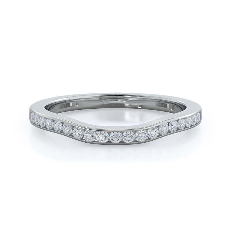 Duet Diamond Wedding Band with Platinum Cut Diamond in 14KT Platinum view 1

