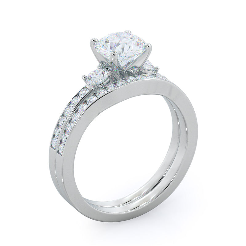 Duet Diamond Wedding Band with Platinum Cut Diamond in 14KT Platinum view 3
