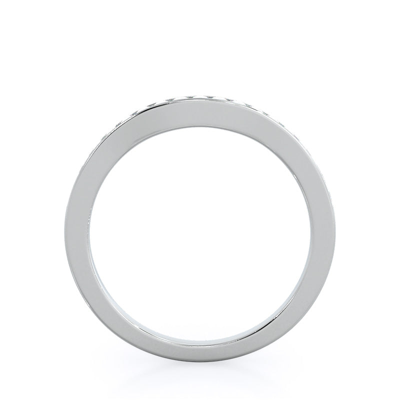 Duet Diamond Wedding Band with Platinum Cut Diamond in 14KT Platinum view 2

