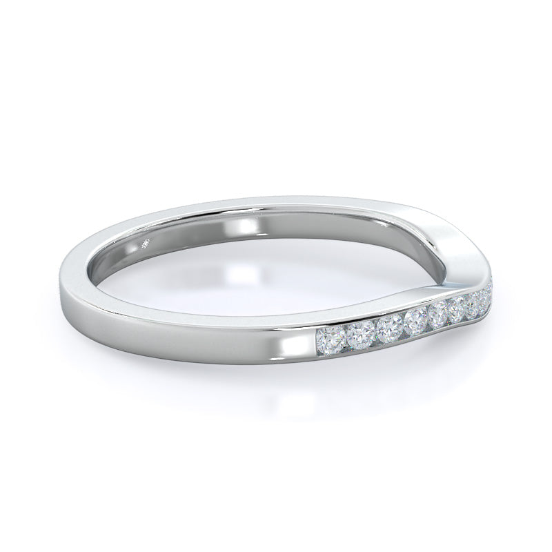 Duet Diamond Wedding Band with Platinum Cut Diamond in 14KT Platinum view 4
