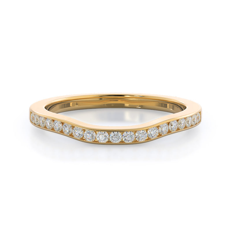 Duet Diamond Wedding Band with 18KT Yellow Gold Cut Diamond in 14KT Yellow Gold view 1
