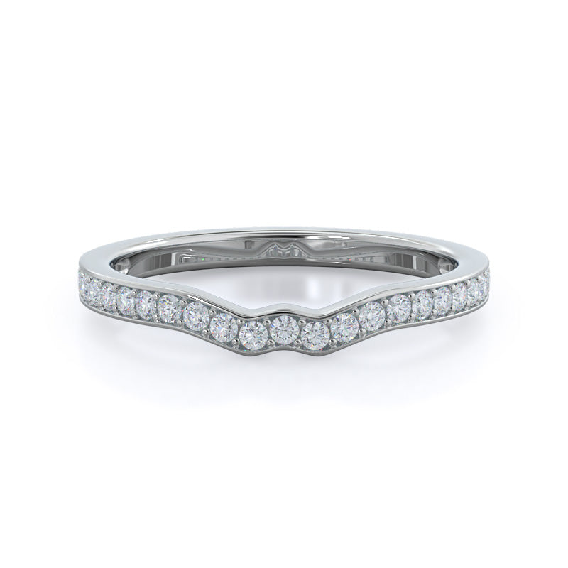 Triangular Three Stone Diamond Wedding Band with Platinum Cut Diamond in 14KT Platinum view 1
