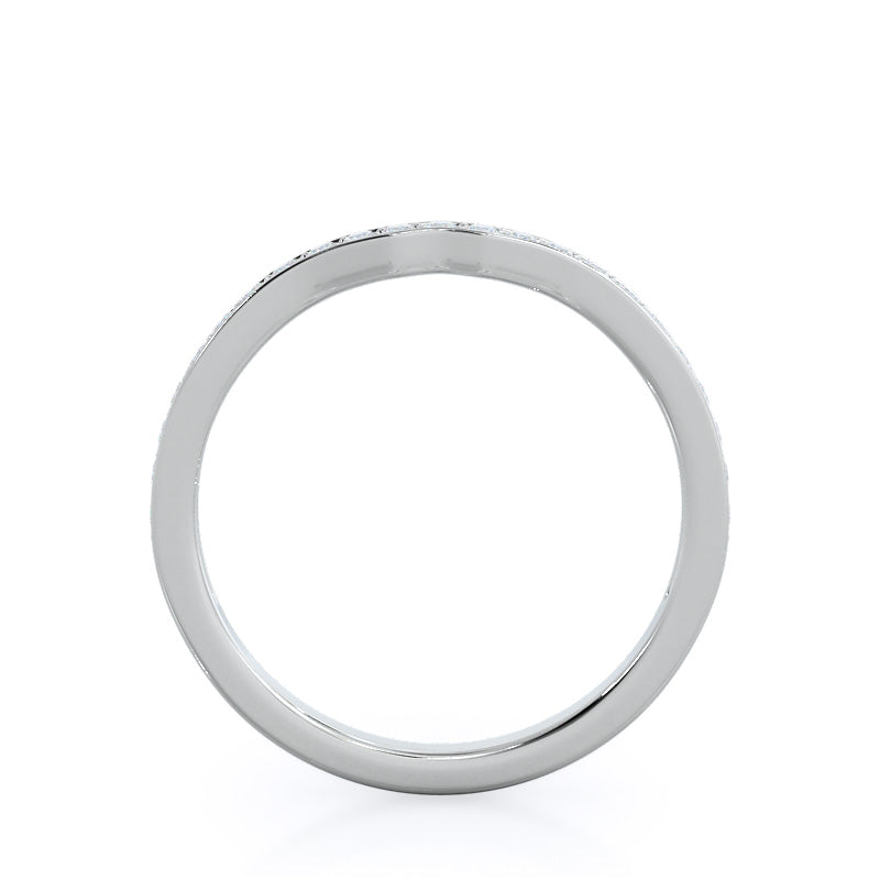 Triangular Three Stone Diamond Wedding Band with Platinum Cut Diamond in 14KT Platinum view 2
