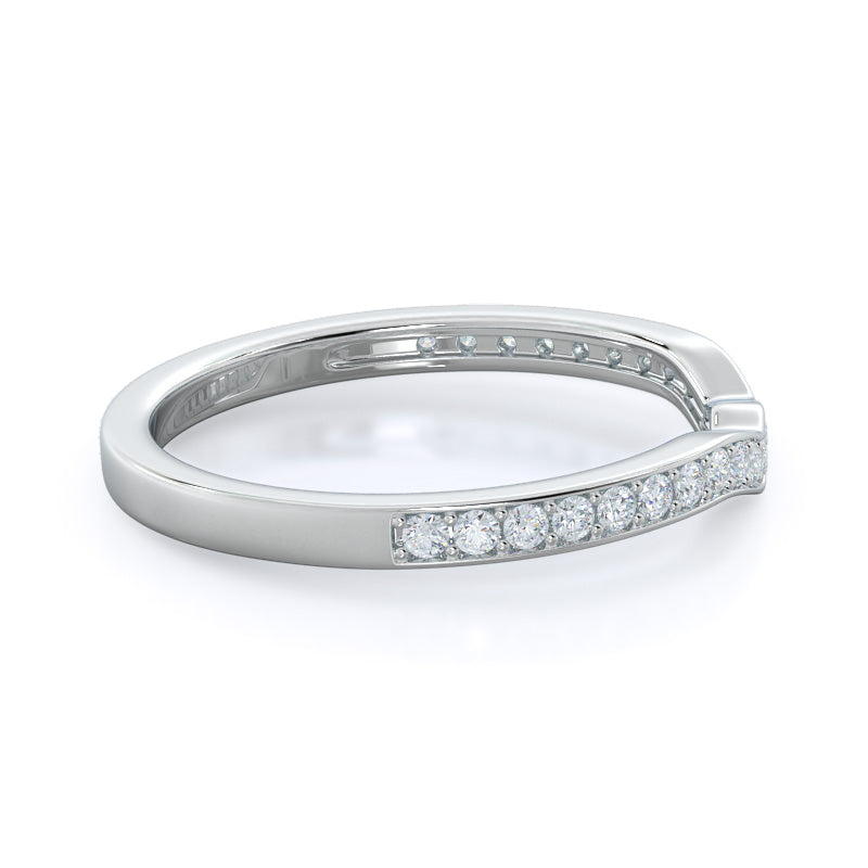 Triangular Three Stone Diamond Wedding Band with Platinum Cut Diamond in 14KT Platinum view 4
