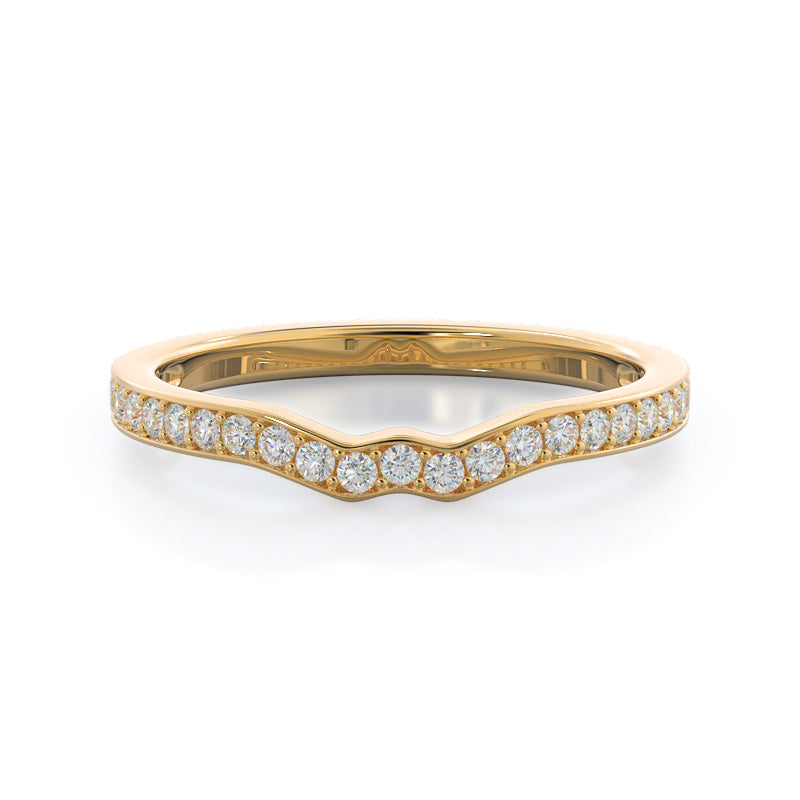 Triangular Three Stone Diamond Wedding Band with 18KT Yellow Gold Cut Diamond in 14KT Yellow Gold view 1
