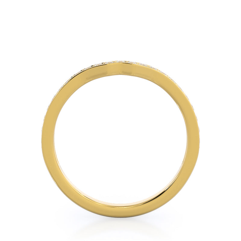 Triangular Three Stone Diamond Wedding Band with 18KT Yellow Gold Cut Diamond in 14KT Yellow Gold view 2
