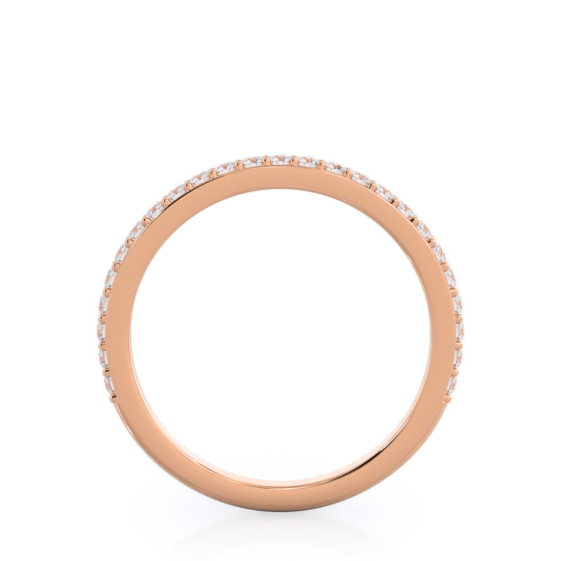Three Stone Tapered Baguette Diamond Wedding Band with 18KT Rose Gold Cut Diamond in 14KT Rose Gold view 2
