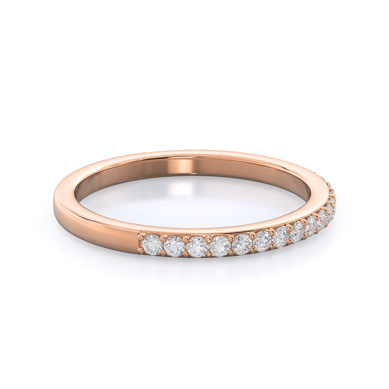 Three Stone Tapered Baguette Diamond Wedding Band with 18KT Rose Gold Cut Diamond in 14KT Rose Gold view 4
