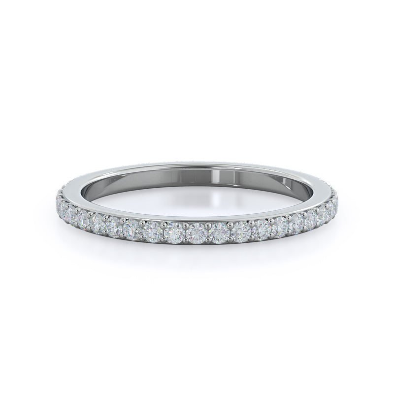 Three Stone Tapered Baguette Diamond Wedding Band with Platinum Cut Diamond in 14KT Platinum view 1
